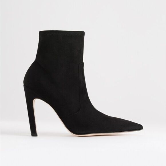 NWOB RARE GOOD AMERICAN Black Faux Suede Booties - Picture 3 of 10